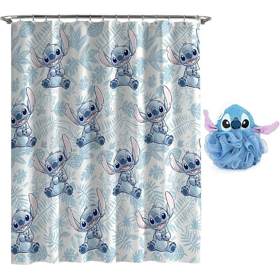 Lilo and Stitch Tropical Shower Curtain and Loofa Set