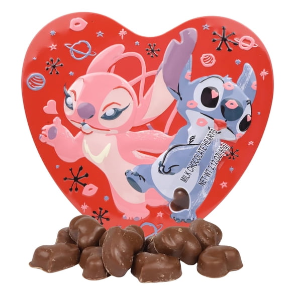 Lilo and Stitch Valentine’s Day Heart Box, 10 Individually Wrapped Milk Chocolates, Vday Candy Gift Set, 2.12 Ounces