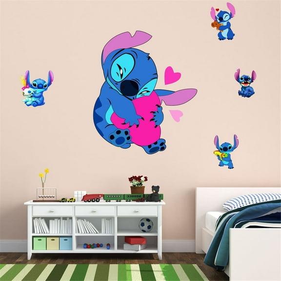Stitch Wall Stickers Anime Characters Wall Decals DIY Peel and Stick Vinyl Wall Decor for Girls Room Living Room