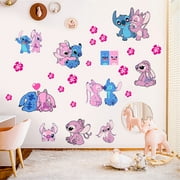 Stitch Wall Stickers Anime Characters Wall Decals DIY Peel and Stick Vinyl Wall Decor for Girls Room Living Room