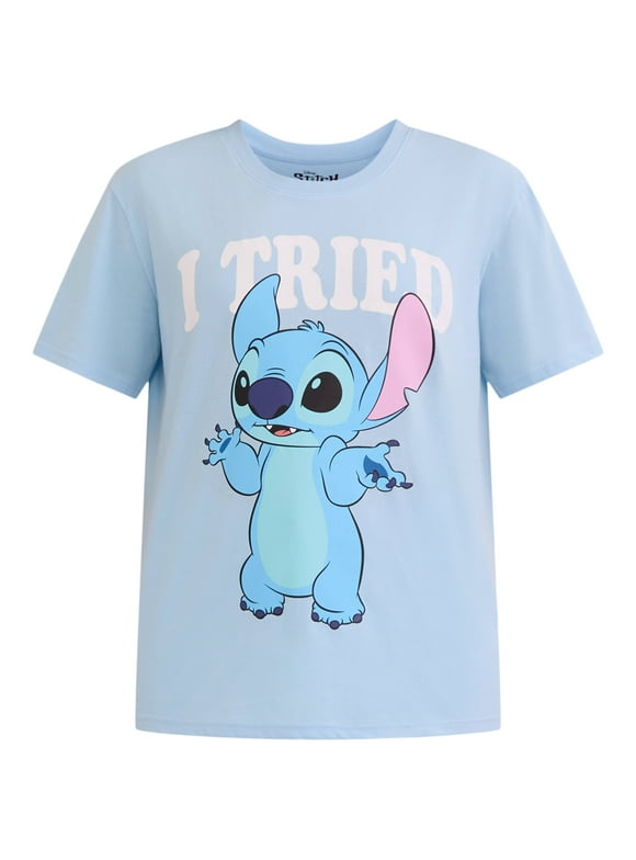 Lilo and Stitch Women's Graphic Tee with Short Sleeves, Sizes XXS-XXL