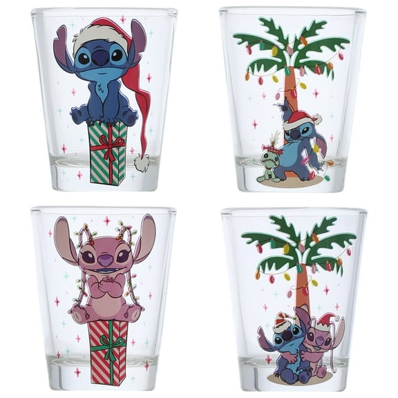 Lilo and Stitch Christmas Mini Glass Set, 1.5 oz, 4 Piece