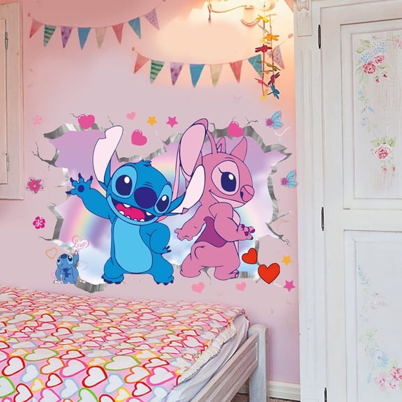 Cartoon Wall Stickers Pink Kids Wall Decals Peel and Stickers (15.7X23.7 Inch)
