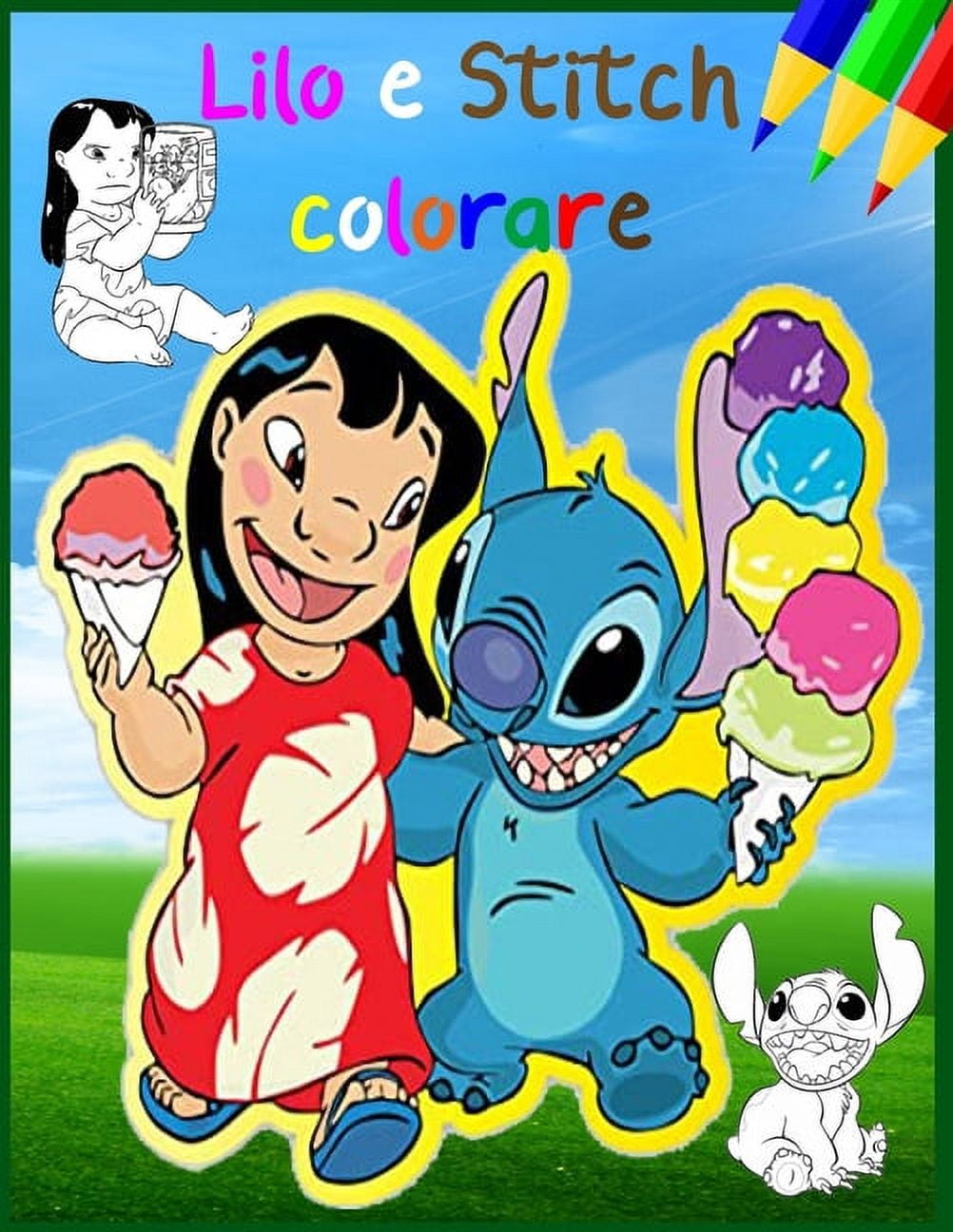 Lilo e Stitch colorare : 70 disegni Colorare per i bambini piccoli / 3-8  anno / Per intrattenere regalo (Italiano) (Paperback) 