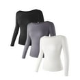 thumbnail image 1 of Liloak 4 Pack of Long Sleeve Shirts Women,Basic Long Sleeve Tops Lightweight,Soft Stretchy T Shirt for Women Fitted, 1 of 6