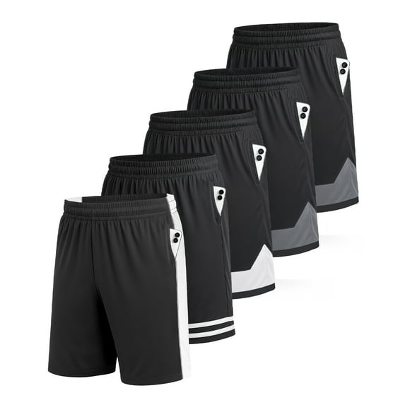 Liloak 5 Pack Of Gym Shorts For Men，Running Shorts Pack，Men's Multipack Shorts For Summer