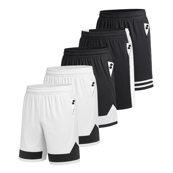 Liloak 5pc Men's Athletic Shorts 9 Inch Inseam，Basketball Shorts Multipack，Sports Shorts With Pockets