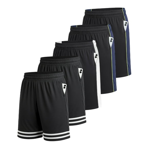 Liloak Mens Basketball Shorts 5 Pack With Elastic Waist，Running Shorts For Men 5pcs, Exercise Shorts For Men