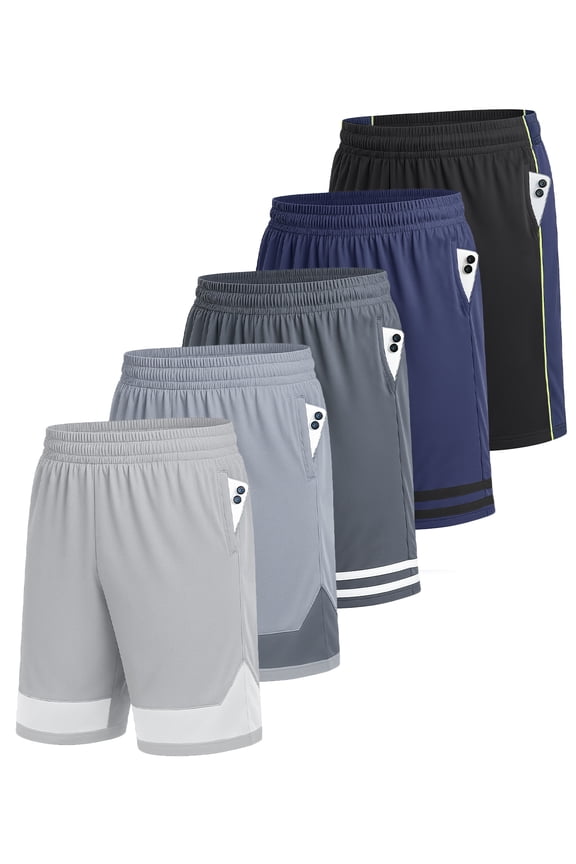 Workout Shorts Men Pack Elastic Waist,Casual Shorts Multipack, Lightweight Polyester Shorts For Summer Workouts