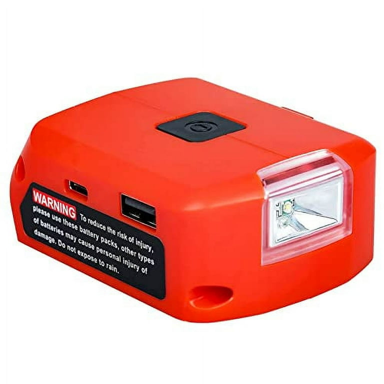 Lilocaja M18 Power Source Replacement for Milwaukee USB Charger Adapter 49 24 2371 with USB C USB Port LED Work Light DC Port Compatible with Milwaukee M18 18V Li ion Battery Walmart