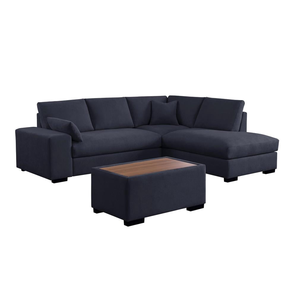Lilola Home 100"W Dark Gray Woven Fabric Sectional Sofa with Right ...
