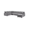 thumbnail image 1 of Samara 137"W Gray Chenille Sect Sofa w/RF Chaise+Underseat Storage+Throw Pillows, 1 of 9