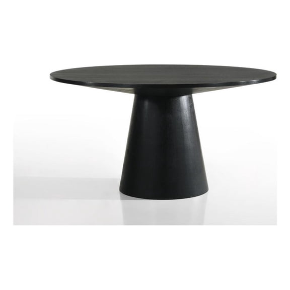Lilola Home 59 in Round MDF Finish Dining Table, Ebony Black