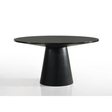 Lilola Home 59 in Round MDF Finish Dining Table, Ebony Black