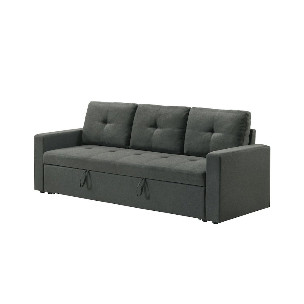 Burleigh 83.5"W Dark Gray Fabric Sleeper Sofa with Tufted Cushions ...