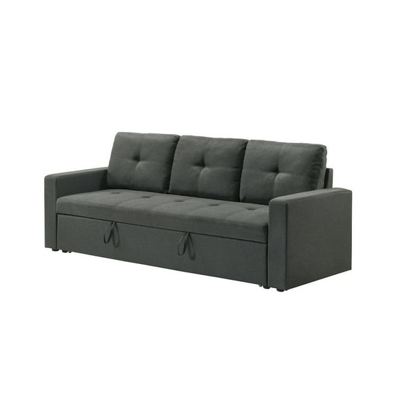 Lilola Home 83.5"W Dark Gray Fabric Sleeper Sofa with Tufted Cushions