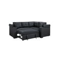 thumbnail image 1 of Donovan 84.5"W Black PVC Fabric Sleeper Sectional w/USB+Cupholders+Storage Arms, 1 of 7