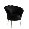 thumbnail image 1 of Angelina Black Velvet Scalloped Back Barrel Accent Chair with Metal Legs, 1 of 7