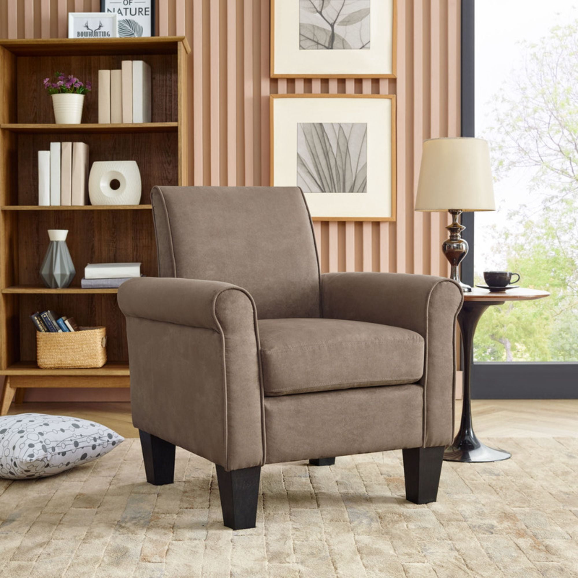 Angelo Light Brown Microfiber Fabric Armchair - Walmart.com