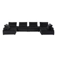 thumbnail image 1 of Lilola Home Anna Velvet 6-Seater U-Shape Modular Sectional Sofa in Black Finish, 1 of 5