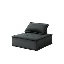 Lilola Home Anna Velvet Armless Lounge Chair Tufted Seat in Black