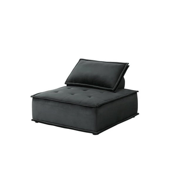 Lilola Home Anna Velvet Armless Lounge Chair Tufted Seat in Black