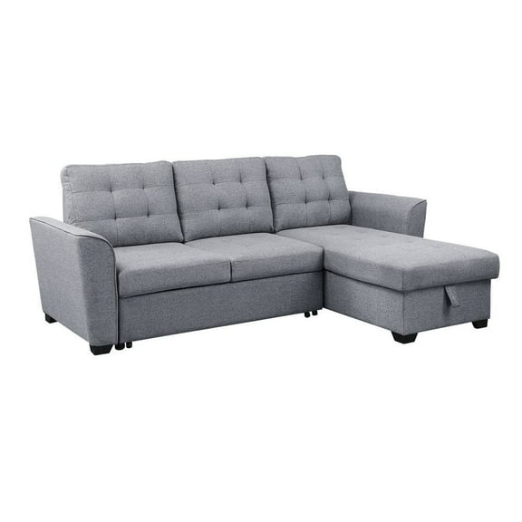 Avery Light Gray Fabric Sleeper Sectional Sofa with Reversible Storage Chaise