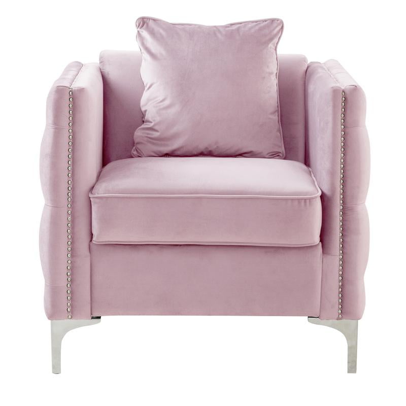 Bayberry Pink Velvet Handcrafted Chair with Pillow