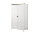 thumbnail image 1 of Lilola Home White Storage Cabinet with Oak Accent Finish and Framed Slatted Panel Design, 1 of 7