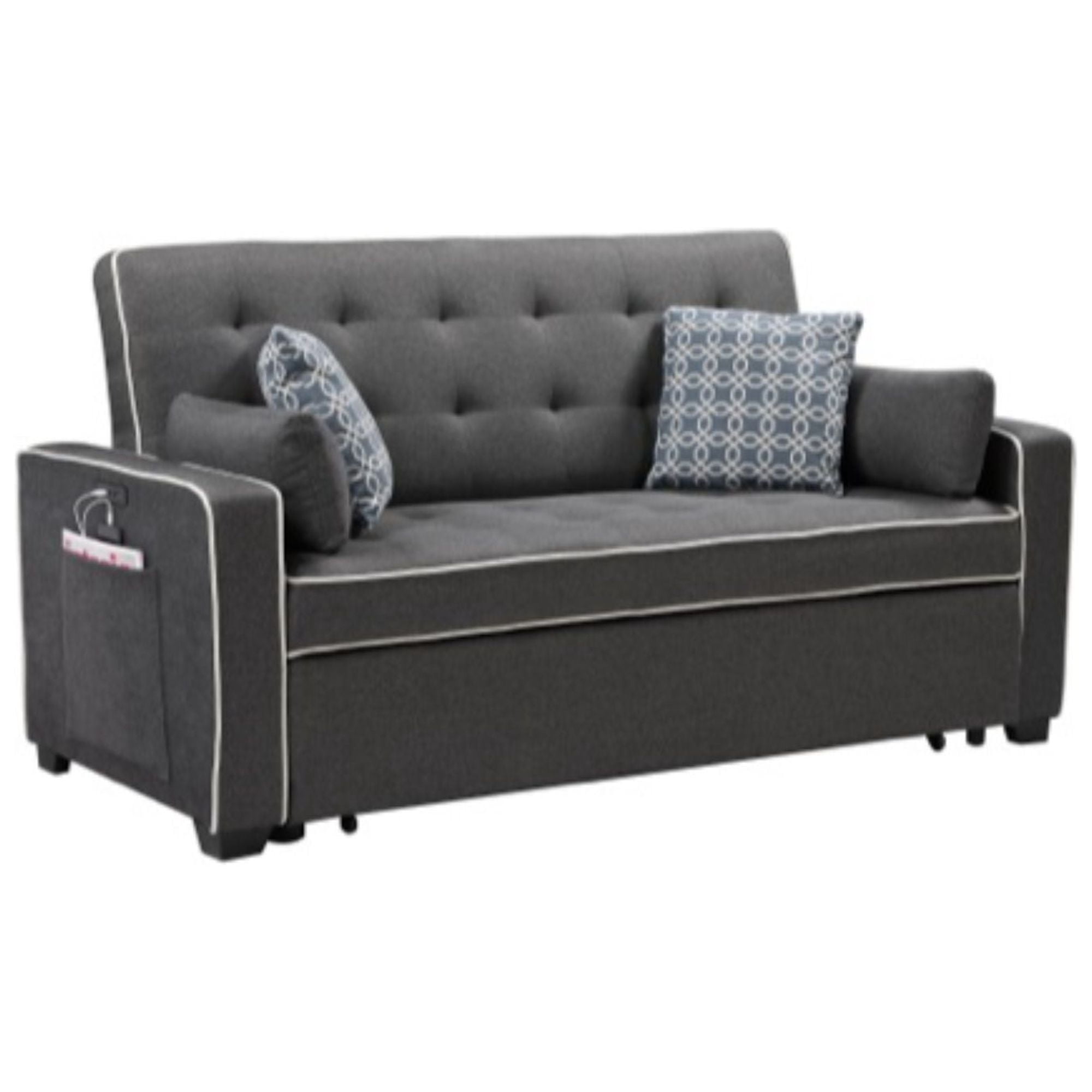 Lilola Home Cody Modern Gray Fabric Sleeper Sofa with 2 USB Charging ...