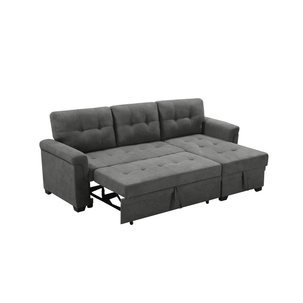 Connor Gray Fabric Reversible Sectional Sleeper Sofa Chaise with ...