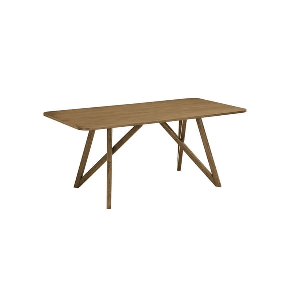 Darla 70"W Rectangular Walnut Oak Wood Geometric Cross Base Dining Table