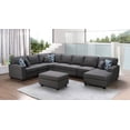 thumbnail image 1 of Faith Dark Gray Linen Fabric 8Pc Sectional Sofa Chaise and Ottoman, 1 of 3