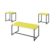 Lilola Home GT 3 PC Engineered Wood Coffee Table and End Table Set in Yellow