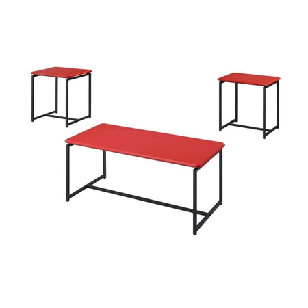 Lilola Home GT 3PC Engineered Wood Coffee Table and End Table Set in Red