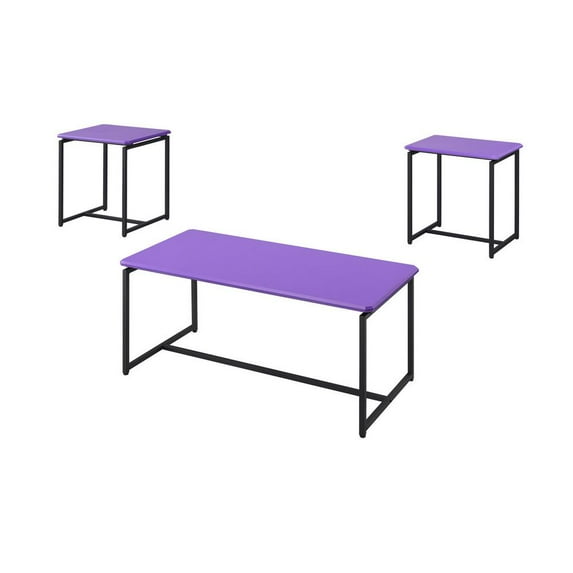 Lilola Home GT 3Pc Engineered Wood Coffee Table & End Table Set in Violet Purple