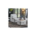 thumbnail image 1 of Huckleberry Light Gray Fabric Linen Chair w/Storage Ottoman & Folding Side Table, 1 of 6