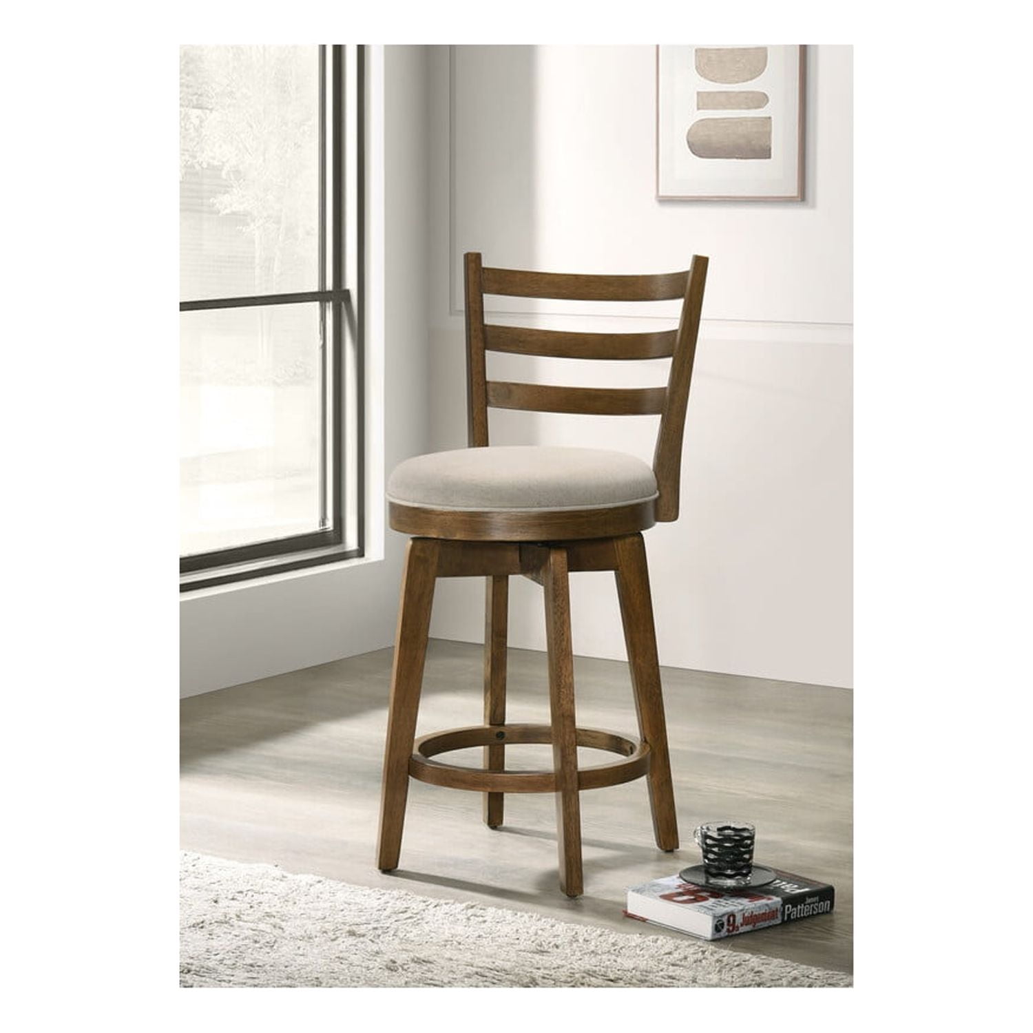 Lilola Home Joplin Ladder Back Counter Height Chair with Upholstered