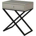 thumbnail image 1 of Lilola Home Koda Taupe Wooden End Side Table Nightstand with Glass Top, Drawer and Metal Cross Base, 1 of 7