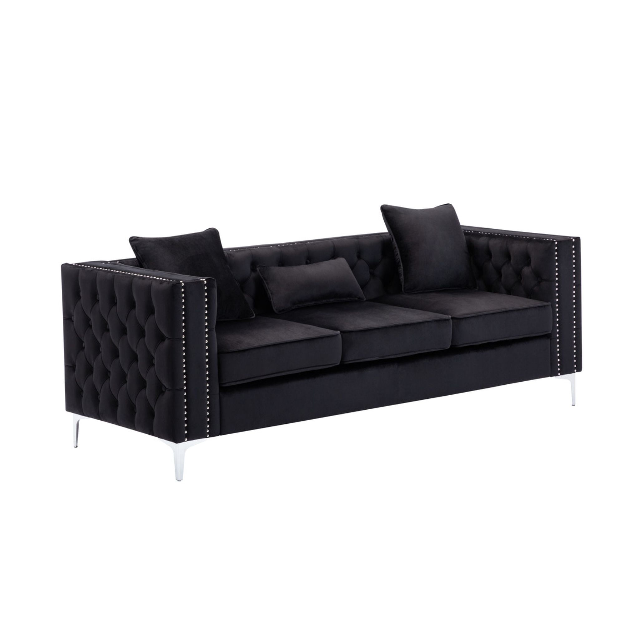 Lilola Home LILOLA Lorreto Black Velvet Sofa - Walmart.com