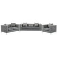thumbnail image 1 of Lilola Home Lorreto Gray Velvet Fabric Sofa Loveseat Chair Living Room Set, 1 of 5