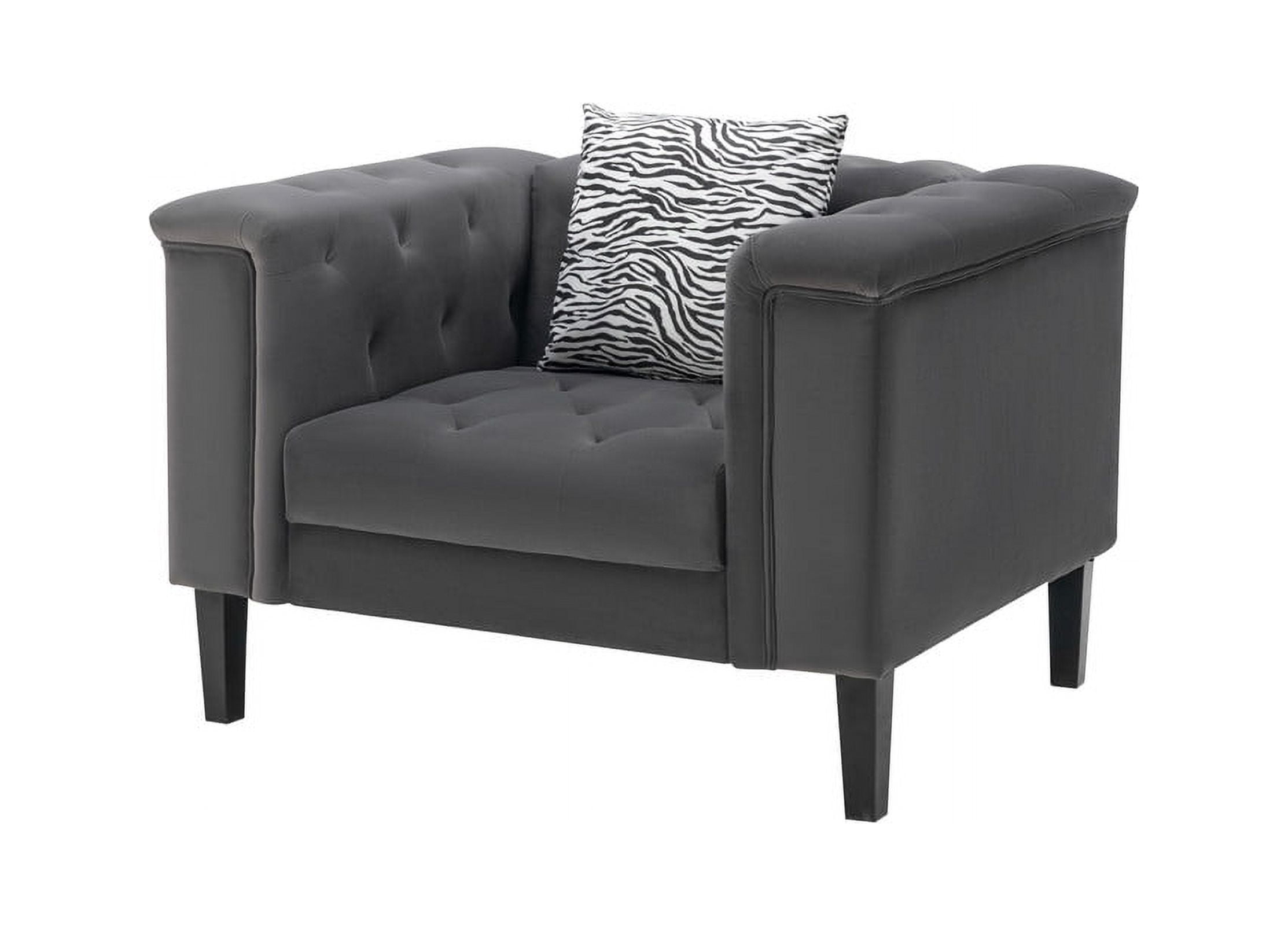 Lilola Home Mary Dark Gray Velvet Tufted Chair With 1 Accent Pillow