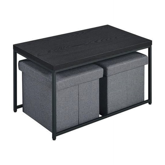 Lilola Home Murph 3-Piece Rectangular Wood Coffee Table, Black