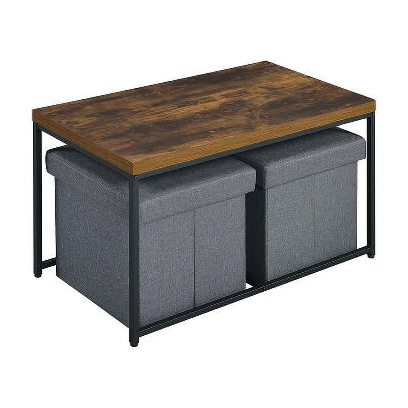 Murph Weathered Oak Wood Grain 3 Piece Coffee Table Set