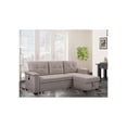thumbnail image 1 of Lilola Home Nathan Dark Gray Reversible Sleeper Sectional Sofa with Storage Chaise, USB Charging Ports and Pocket-Color:Light Grey, 1 of 6