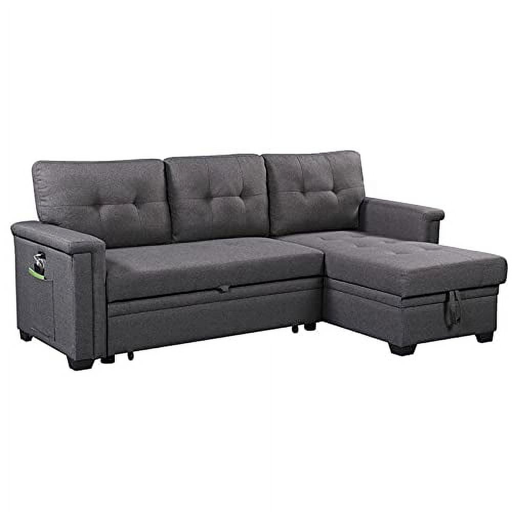 Lilola Home Nathan Dark Gray Reversible Sleeper Sectional Sofa with ...
