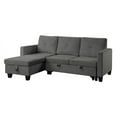 thumbnail image 1 of Lilola Home Nova Velvet Reversible Sleeper Sectional with Storage in Dark Gray, 1 of 6