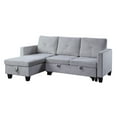 thumbnail image 1 of Nova Light Gray Velvet Reversible Sleeper Sectional Sofa with Storage Chaise, 1 of 6