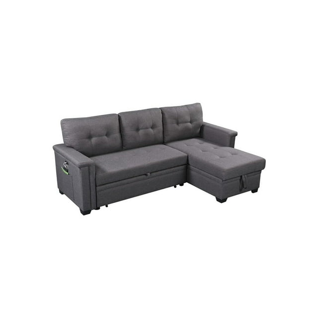 Lilola Home Sectional Sofa, Gray Cotton Blend