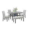 thumbnail image 1 of Selena 6Pc 60" Rectangular Gray Faux Marble Wood Dining Set w/4 Chairs & Bench, 1 of 7